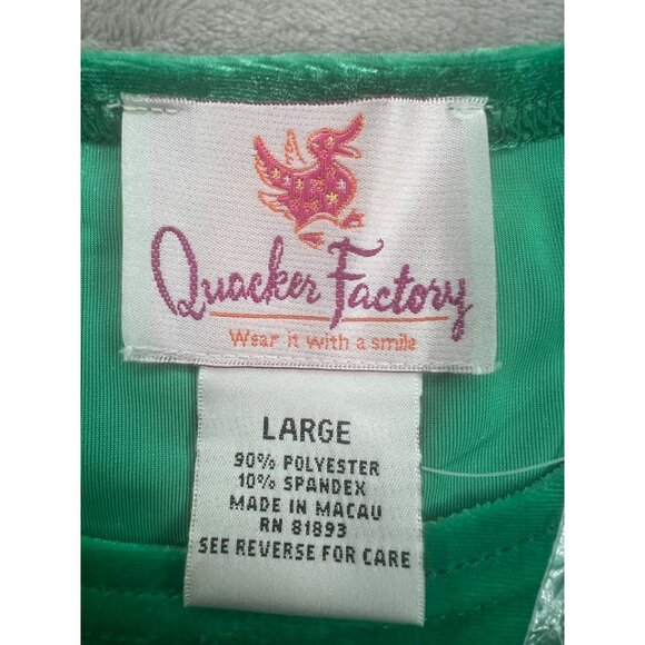 Quacker Factory Womens Green Rhinestone Embellished Short Sleeve Top L - Picture 2 of 8